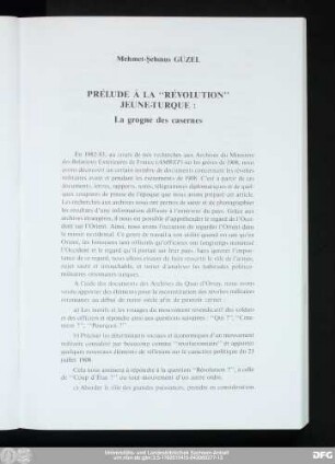 Mehmet-Şehmus Güzel Prélude À La "Révolution" Jeune-Turque: La grogne des casernes