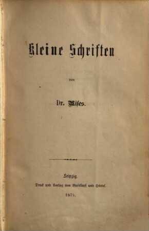 Kleine Schriften