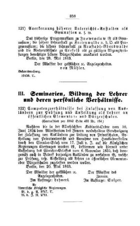 Anerkennung höherer Unterrichts-Anstalten als Gymnasien u.s.w. : [II. Gymnasien und Realschulen]