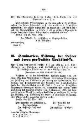 Anerkennung höherer Unterrichts-Anstalten als Gymnasien u.s.w. : [II. Gymnasien und Realschulen]