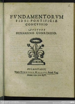 Fvndamentorvm fidei pontificiae concvssio