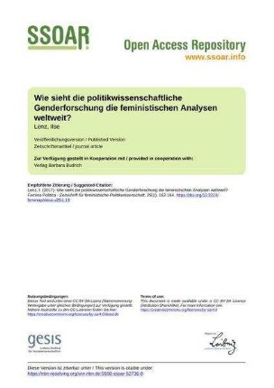 Wie sieht die politikwissenschaftliche Genderforschung die feministischen Analysen weltweit?