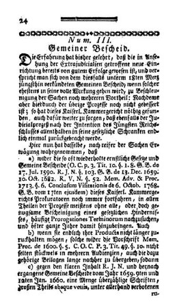 Num. III. Gemeiner Bescheid.