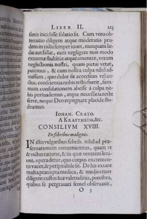 Consilium XXVIII. De febribus malignis