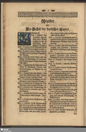 Register über Den Inhalt der sämtlichen Capitel