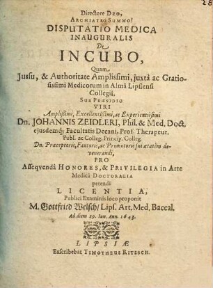 Disputatio Medica Inauguralis De Incubo