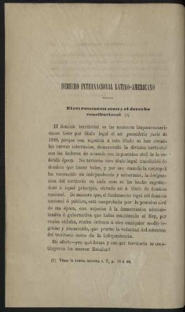 Derecho Internacional Latino-Americano - El UTI Possidetis Juris y el derecho constitucional (1)