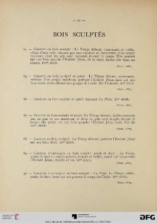 Bois sculptés (Nr. 84-108)