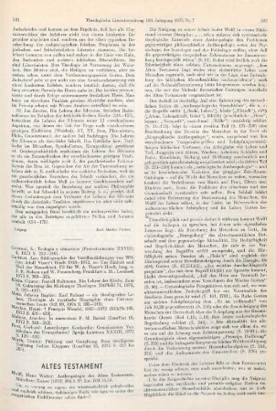 501-504 [Rezension] Wolff, Hans Walter, Anthropologie des Alten Testaments