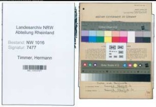 Entnazifizierung Hermann Timmer , geb. 21.05.1893 (Arbeiter)