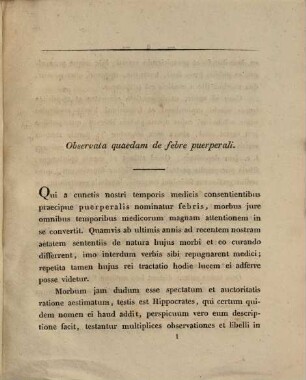 Observata quaedam de febre puerperali