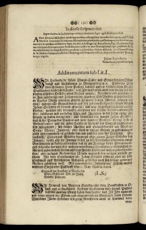 Additamentum sub. Lit. L. - Additamentum sub. Lit. Q.