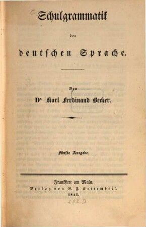 Schulgrammatik der deutschen Sprache