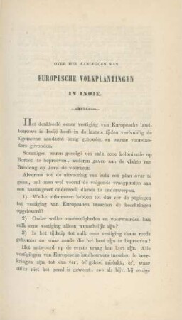 Over het aanleggen van Europesche volkplantingen in Indie