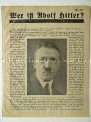 NSDAP-Wahlflugblatt zur Biographie Hitlers
