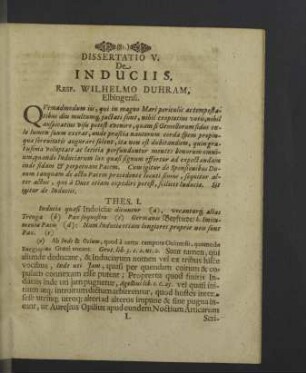 Dissertatio V. De induciis.