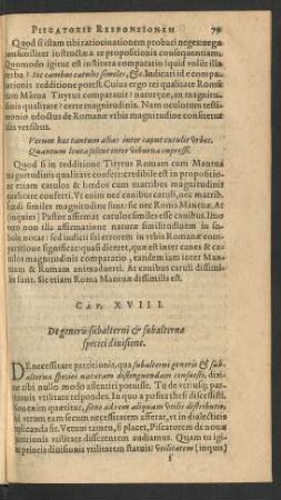 Cap. XVIII. De generis subalterni et subalternae speciei divisione.