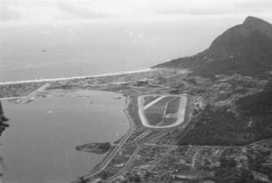 Reisefotos Brasilien. Rio de Janeiro. Stadtteilansicht mit der Pferderennbahn "Jokey Club Brasiliero". In der Ferne der Leblon Strand