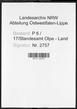 Sterberegister Standesamt Olpe-Land