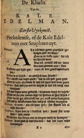 De Klucht Van de Kale Edelman : Gespeelt op de Amsterdamsche Schouwburgh Anno 1679
