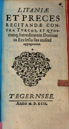 Litaniae et preces recitandae contra Turcos