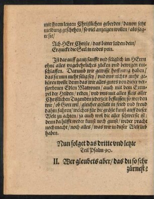 Nun folget das dritte und letzte Teil Psalm 90.