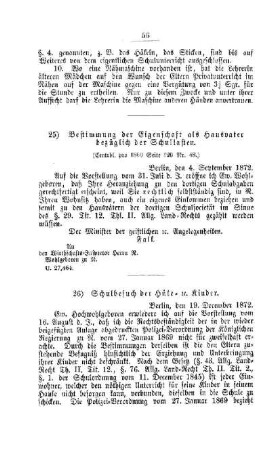 Bestimmung der Eigenschaft als Hausvater bezüglich der Schullasten : [V. Elementarschulwesen]