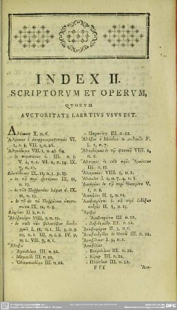 Index II. Scriptorum Et Operum, Quorum Auctoritate Laertius Usus Est