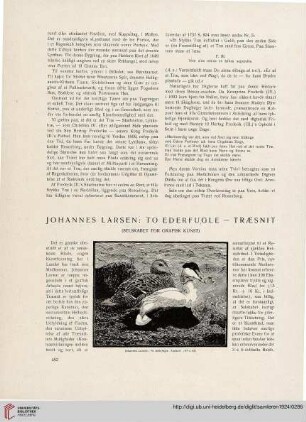 1: Johannes Larsen: To Ederfugle - Træsnit : (Selskabet for grafisk Kunst)