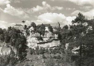 Hohnstein. Burg über den Bärengarten von Süden