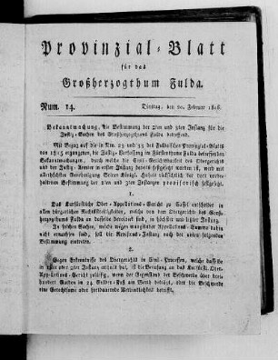 Num. 14., Ausgabe vom 20. Februar 1816