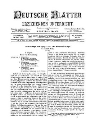 Diesterwegs Pädagogik und die Kinderfürsorge : (Schluß)