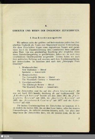 B. Struktur Und Wesen Der Englischen Zeitschriften