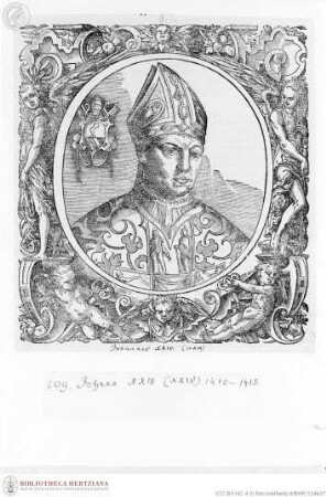 Illustrationen aus Jobin, Bernhard, Accuratae Effigies Pontificum Maximorum (...). Straßburg 1573, Johannes XXIII., Papst, Porträt
