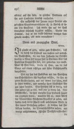 Neun und zwanzigster Brief