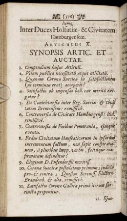 Articulus X. Inter Duces Holsatiae & Civitatem Hamburgensem
