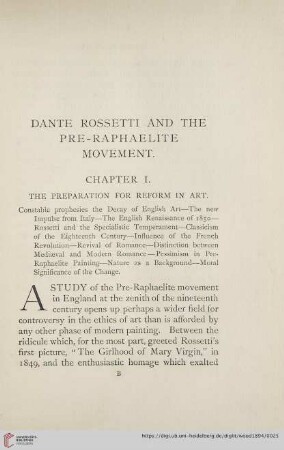 Dante Rossetti an the Pre-Raphaelite Movement