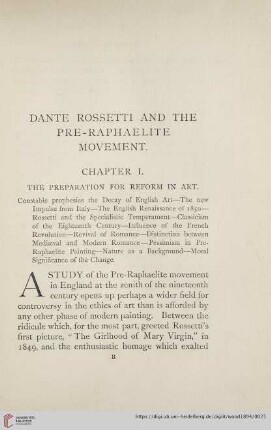 Dante Rossetti an the Pre-Raphaelite Movement
