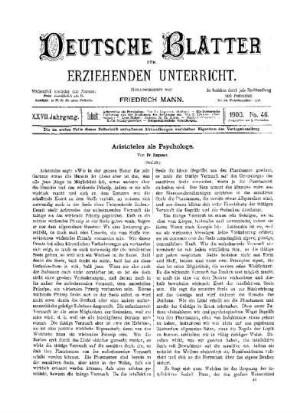 Aristoteles als Psychologe : (Schluss)