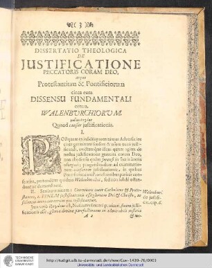 Dissertatio theologica de iustificatione peccatoris coram Deo