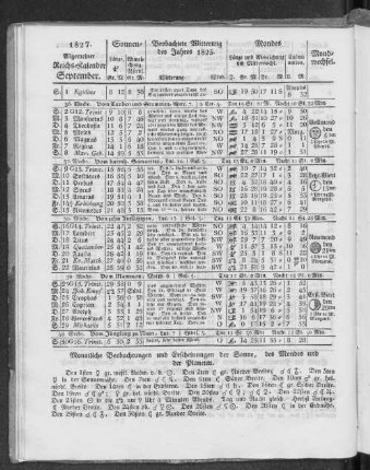 1827. Allgemeiner Reichs-Kalender. September.
