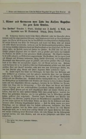 7. Römer und Germanen vom Tode des Kaisers Augustus bis zum Tode Armins