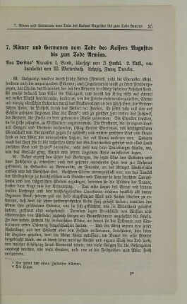 7. Römer und Germanen vom Tode des Kaisers Augustus bis zum Tode Armins