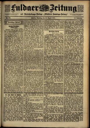 Zweite Ausgabe vom Samstag, den 18. August 1900.