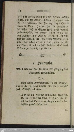 8. Hauptstück. Was man von der Natur in der Zeugung des Salpeters lernen könne