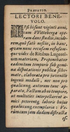 Praefatio. Lectori Benevolo.