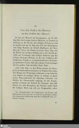 II. Von den Stufen des Thrones zu den Stufen des Altares