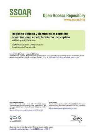 Régimen político y democracia: conflicto constitucional en el pluralismo incompleto