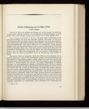 Dritte Vollsitzung am 14. März 1919
