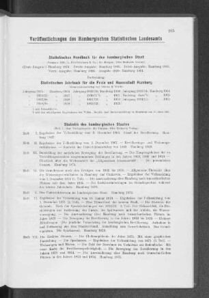 Veröffentlichungen des Hamburgischen Statistischen Landesamts